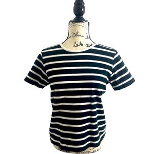 Jones New York Black and White Striped Tee short sleeves